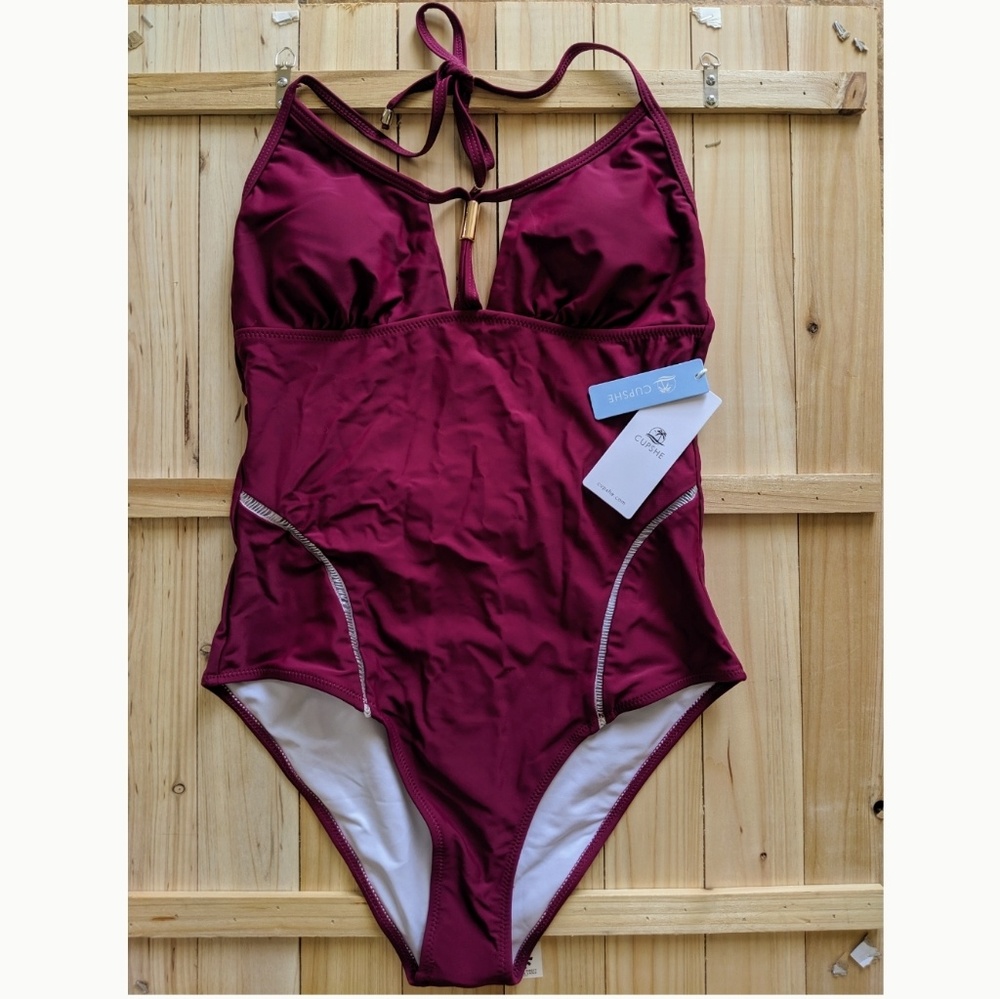 SOLD Plum Backless One-Piece Swimsuit SZ. M